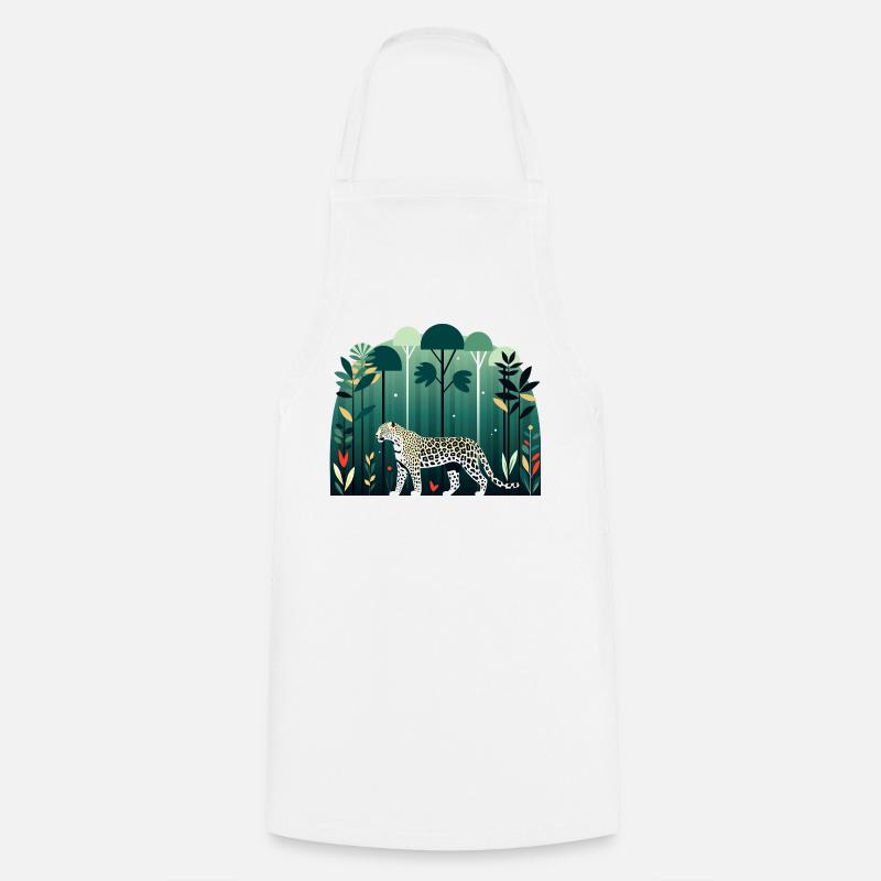 Léopard dans la jungle - Tablier de cuisine - blanc