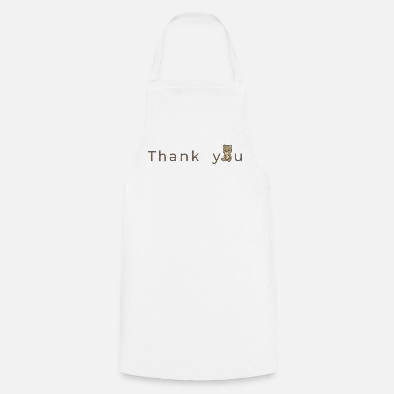Merci par message avec un petit ours en peluche - Tablier de cuisine - blanc