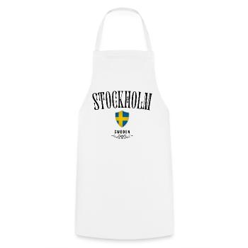 Souvenir Stockholm, Stockholm Suède - Tablier de cuisine - blanc - Devant - AI Model Male 185 dark (185cm)