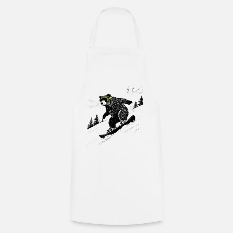 Snowboard Bear - Tablier de cuisine - blanc