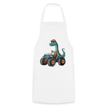 Dinosaurier brontosaurus Traktor Farmer - Kochschürze - Weiß - Vorne - AI Model Male 185 dark (185cm)