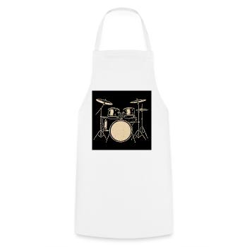 Black Silver Drumset Illustration - Cooking Apron - white - Front - AI Model Male 185 dark (185cm)