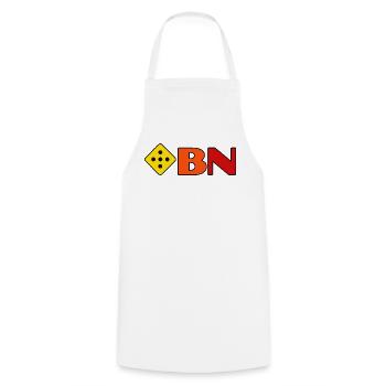 BN Cube Logo Yellow-Orange Red - Cooking Apron - white - Front - AI Model Male 185 dark (185cm)