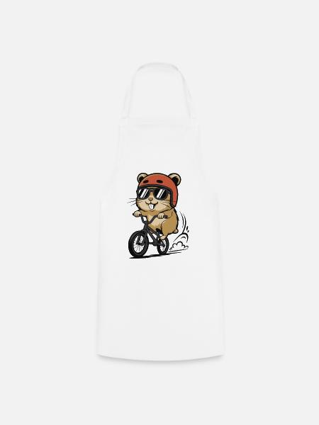 Hamster Rollerbike mit Helm - Kochschürze - Weiß