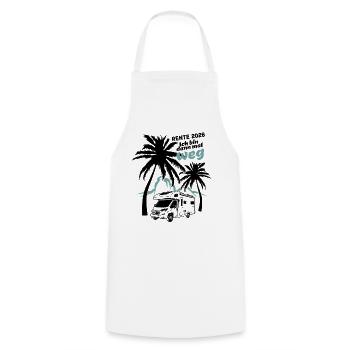 Ich bin dann mal weg | Rente 2026 - Palmen Camper - Kochschürze - Weiß - Vorne - AI Model Male 185 dark (185cm)