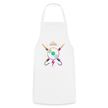 Vinyle arc-en-ciel néon, son rave joyeuse - Tablier de cuisine - blanc - Devant - AI Model Male 185 dark (185cm)