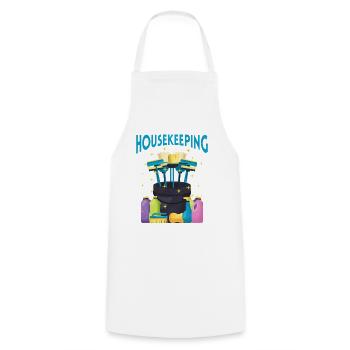 Cleaning Team Motif Housekeeping - Cooking Apron - white - Front - AI Model Male 185 dark (185cm)