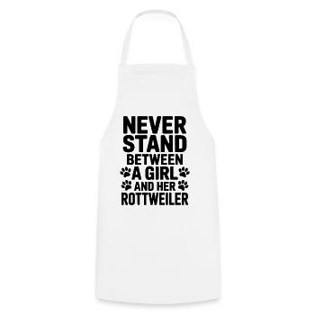 Un Rottweiler dit Girl Fun Rottweiler Cadeau - Tablier de cuisine - blanc - Devant - AI Model Male 185 dark (185cm)