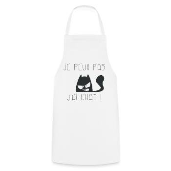 Je peux pas j'ai chat grognon - Tablier de cuisine - blanc - Devant - AI Model Male 185 dark (185cm)