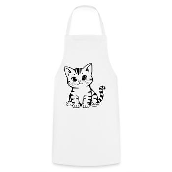 Cadeau de Noël Chat chaton Chat - Tablier de cuisine - blanc - Devant - AI Model Male 185 dark (185cm)
