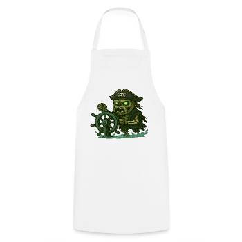 Zombie Pirate Steering Haunted Ghost Wheel - Cooking Apron - white - Front - AI Model Male 185 dark (185cm)