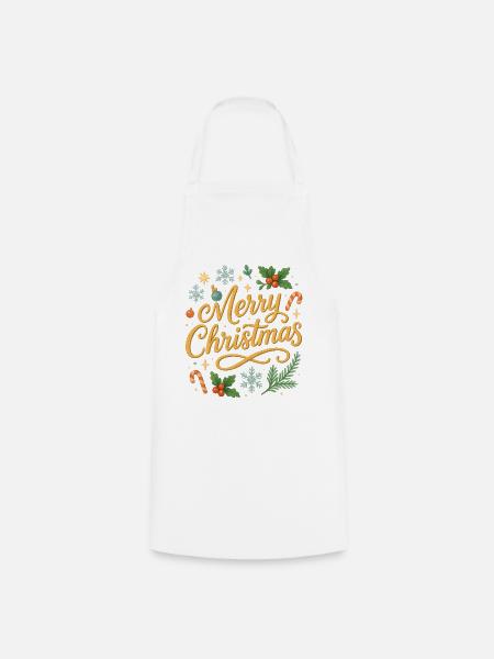 Merry Christmas Schriftzug - Kochschürze - Weiß