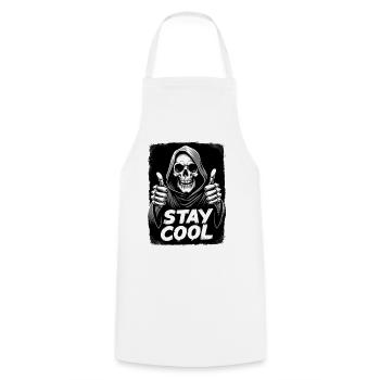 Stay Cool Sensenmann Totenkopf - Kochschürze - Weiß - Vorne - AI Model Male 185 dark (185cm)