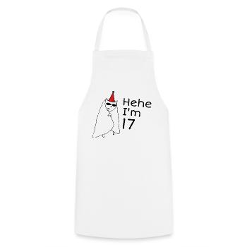17 ans anniversaire - Cadeau 17e anniversaire - Tablier de cuisine - blanc - Devant - AI Model Male 185 dark (185cm)