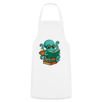 Octopus Reading Book Funny Ocean Nerd Bookworm - Cooking Apron - white - Front - AI Model Male 185 dark (185cm)
