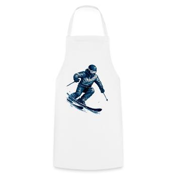 Skiing | Skier | Mountain - Cooking Apron - white - Front - AI Model Male 185 dark (185cm)