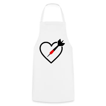 Heart Darts – Passion Precision - Cooking Apron - white - Front - AI Model Male 185 dark (185cm)