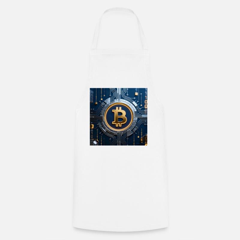 Bitcoin Neon on Circuit - Cooking Apron - white