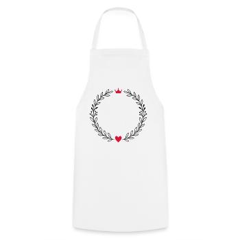 Wreath laurel wreath with heart and crown - Cooking Apron - white - Front - AI Model Male 185 dark (185cm)