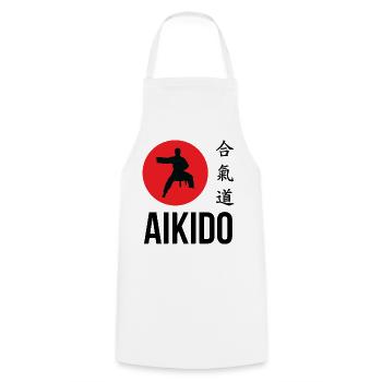Aikido - Martial Art - Aikido - Cooking Apron - white - Front - AI Model Male 185 dark (185cm)