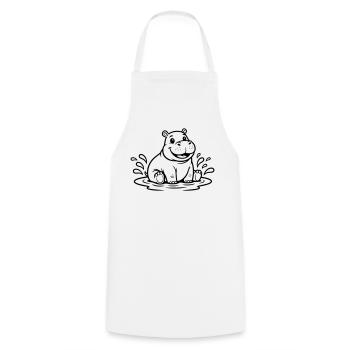 Cute Hippo Baby in Water Comic Vector - Cooking Apron - white - Front - AI Model Male 185 dark (185cm)