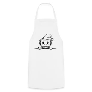 Kawaii Robot with Santa Hat – Cute Design - Cooking Apron - white - Front - AI Model Male 185 dark (185cm)