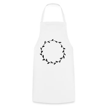 Couronne florale peinte à la main de feuilles florale - Tablier de cuisine - blanc - Devant - AI Model Male 185 dark (185cm)