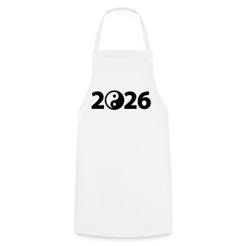 Ying Yang 2026, Harmonie 2026, Symbole du Yoga 2026 - Tablier de cuisine - blanc - Devant - AI Model Male 185 dark (185cm)
