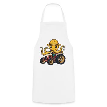 Oktopus Traktor Farmer - Kochschürze - Weiß - Vorne - AI Model Male 185 dark (185cm)
