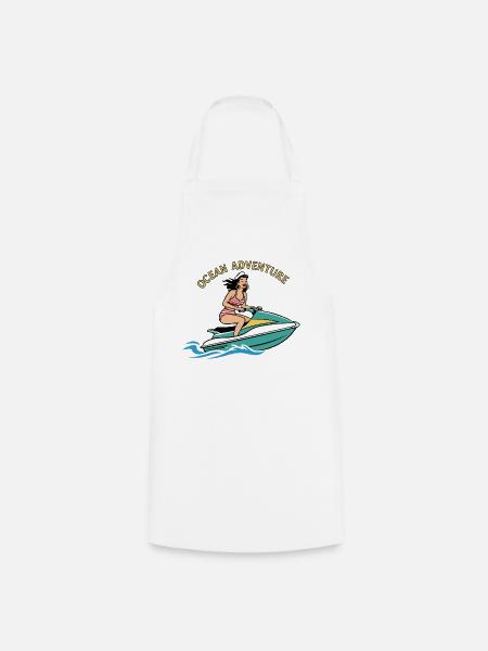 Pin-up-Mädchen auf Jetski - Kochschürze - Weiß