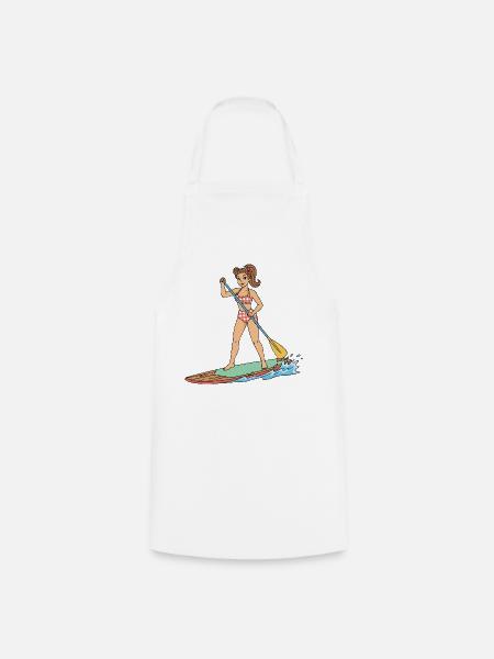 Pin-up-Girl auf Stand-Up-Paddleboard - Kochschürze - Weiß