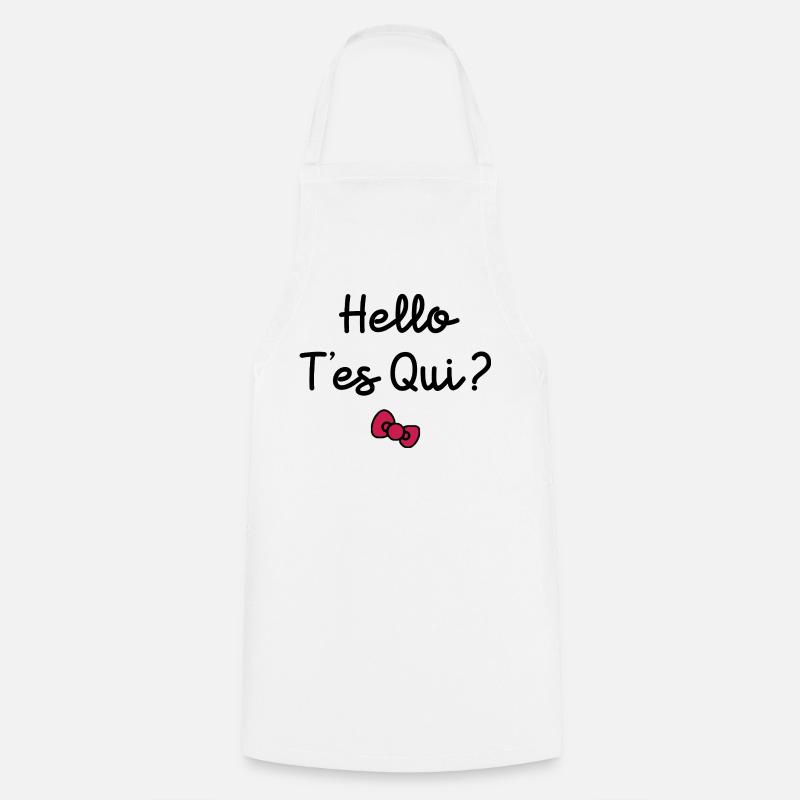 HELLO WHO ARE YOU? - Cooking Apron - white