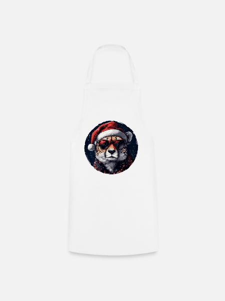 Leopard Santa mit Sonnenbrille - Kochschürze - Weiß
