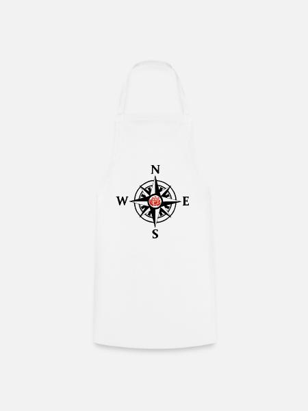 Kompassrose und Natur (Schwarz) - Kochschürze - Weiß