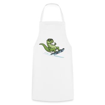 Cool dinosaur surfer with sunglasses - Cooking Apron - white - Front - AI Model Male 185 dark (185cm)