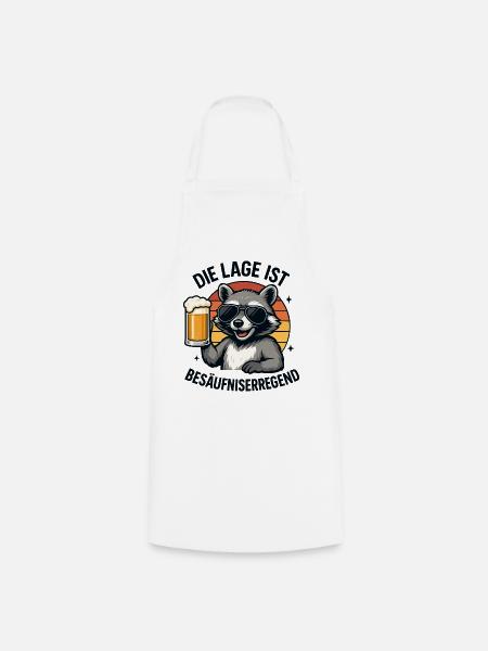 Raccoon Bierheld Sonnenbrille Waschbär bier - Kochschürze - Weiß