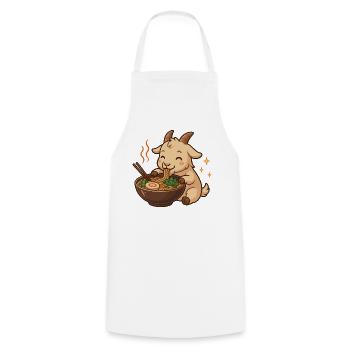Chèvre aux nouilles, ramen, kawaii chèvre - Tablier de cuisine - blanc - Devant - AI Model Male 185 dark (185cm)