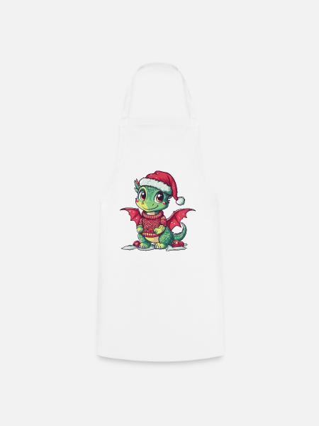 Drache Weihnachten Xmas - Kochschürze - Weiß
