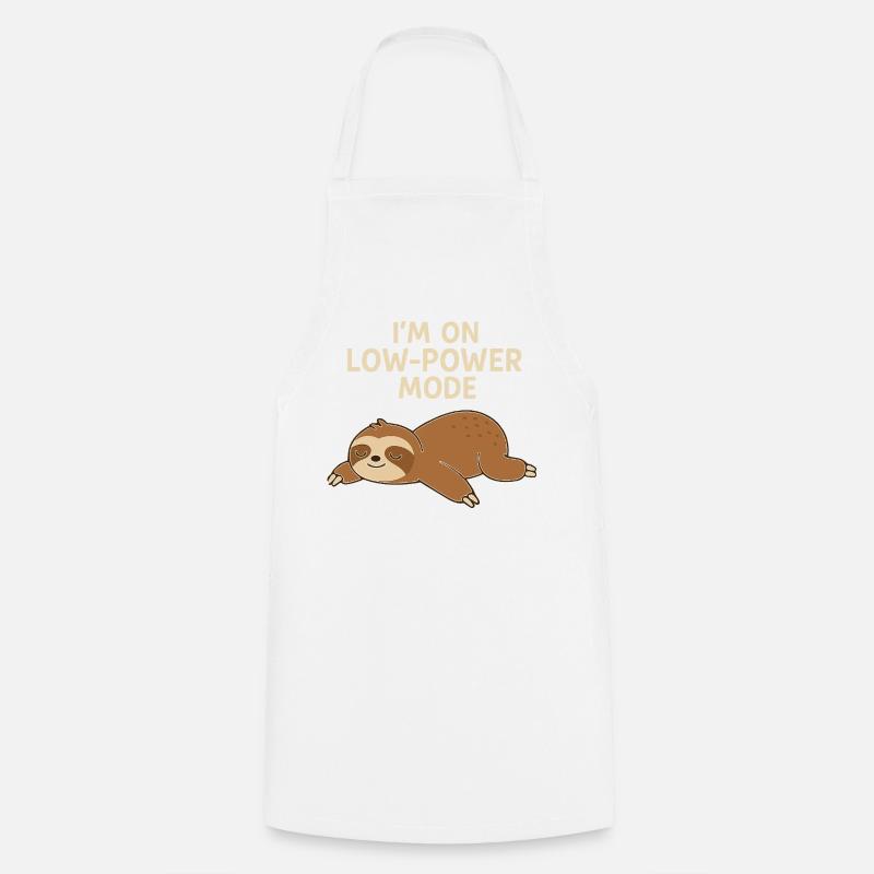 Sleep Sloth: Low Power Mode - Cooking Apron - white