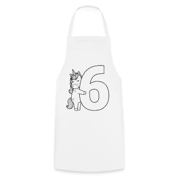 Licorne avec illustration de dessin animé numéro 6 - Tablier de cuisine - blanc - Devant - AI Model Male 185 dark (185cm)