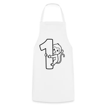 Funny Monkey with Number 1 Cartoon Illustration - Cooking Apron - white - Front - AI Model Male 185 dark (185cm)