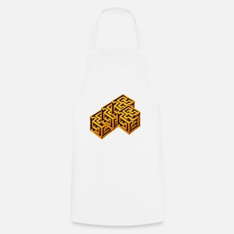 Golden Labyrinth Cube - Cooking Apron - white