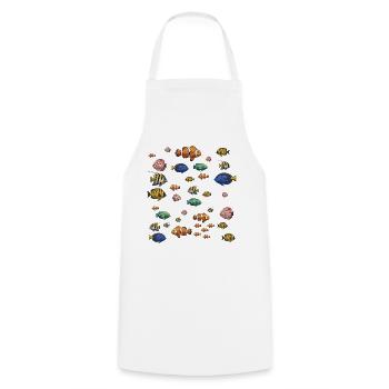Colorful Fish Underwater Pattern - Cooking Apron - white - Front - AI Model Male 185 dark (185cm)