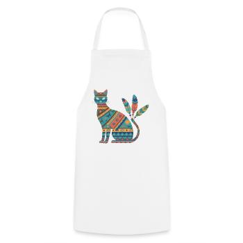 Native AmeriCan Purr-oud Cat lover texture tribal - Cooking Apron - white - Front - AI Model Male 185 dark (185cm)