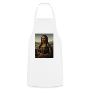 Black Mona Lisa – African Roots Melanin Pride - Cooking Apron - white - Front - AI Model Male 185 dark (185cm)