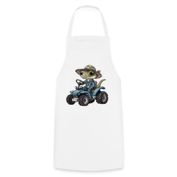Echse Traktor Farmer - Kochschürze - Weiß - Vorne - AI Model Male 185 dark (185cm)