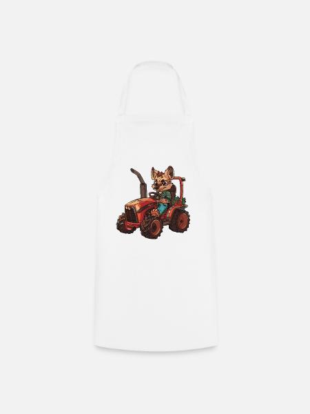Hyäne Traktor Farmer - Kochschürze - Weiß