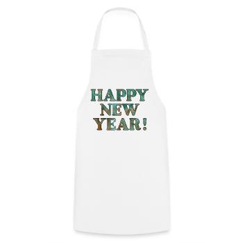 Happy New Year Wishes - Cooking Apron - white - Front - AI Model Male 185 dark (185cm)