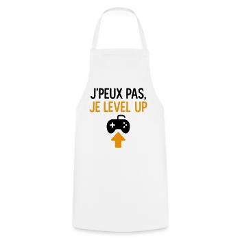 J’peux pas – je level up Geek Gamer Gaming - Tablier de cuisine - blanc - Devant - AI Model Male 185 dark (185cm)
