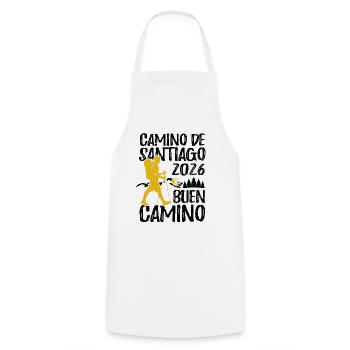 Buen Camino 2026 | Jakobsweg, Pilger, Santiago - Kochschürze - Weiß - Vorne - AI Model Male 185 dark (185cm)